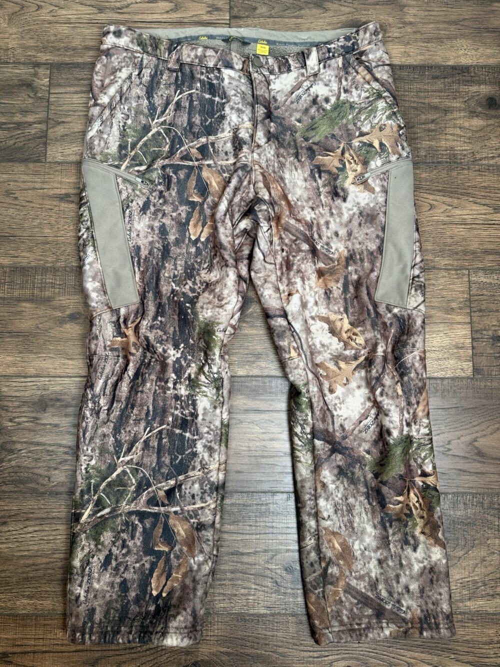 Cabelas 4Most Repel Pants Mens Sz 40 Camo Woodland Fleece Water Resistant Hunt